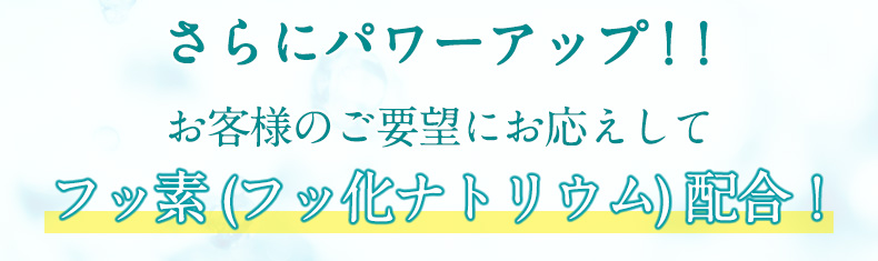 さらにパワーアップ!! お客様のご要望にお応えして フッ素 (フッ化ナトリウム) 配合!