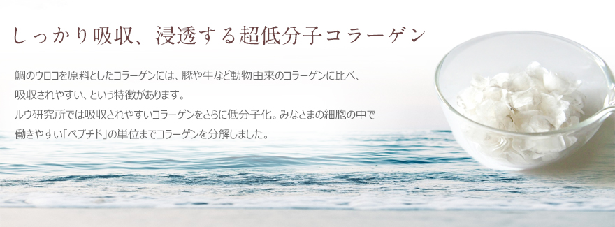 しっかり吸収、浸透する超低分子コラーゲン