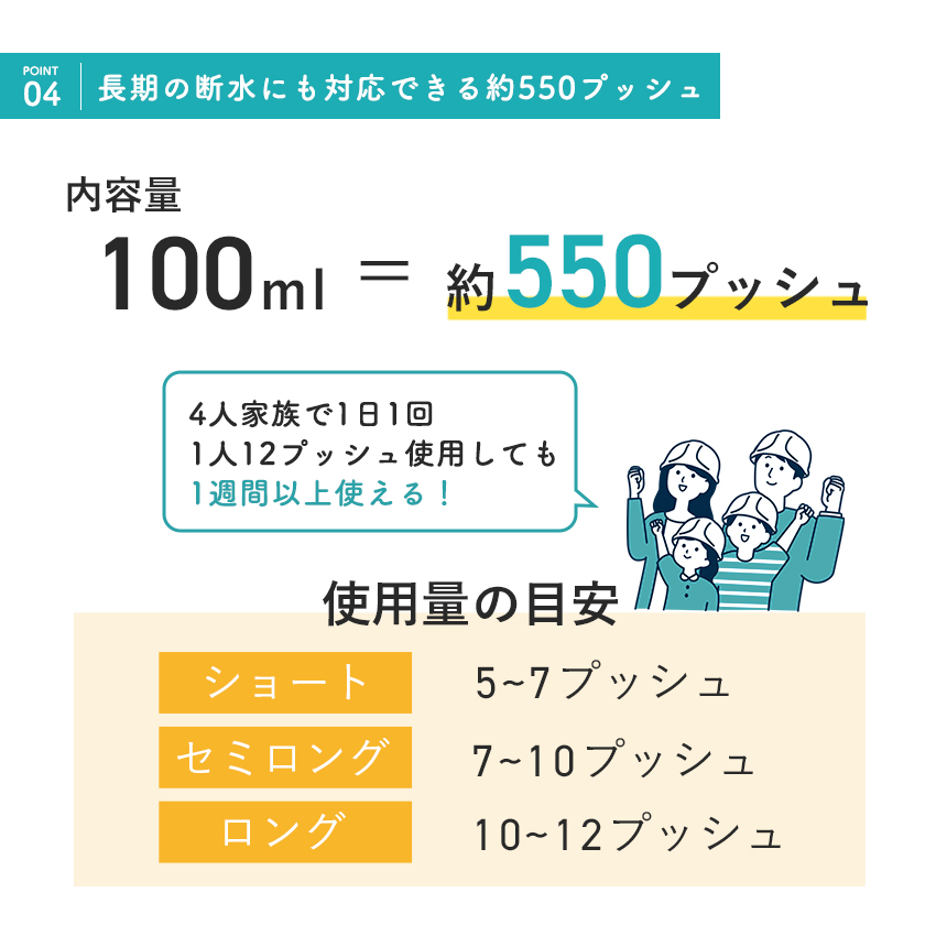 4人家族でも1週間以上使える550プッシュ