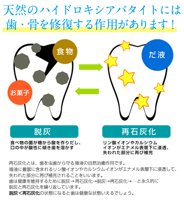 天然のハイドロキシアパタイトには 歯・骨を修復する作用があります!