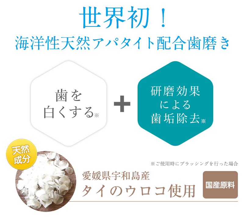 世界初! 海洋性天然アパタイト配合歯磨き